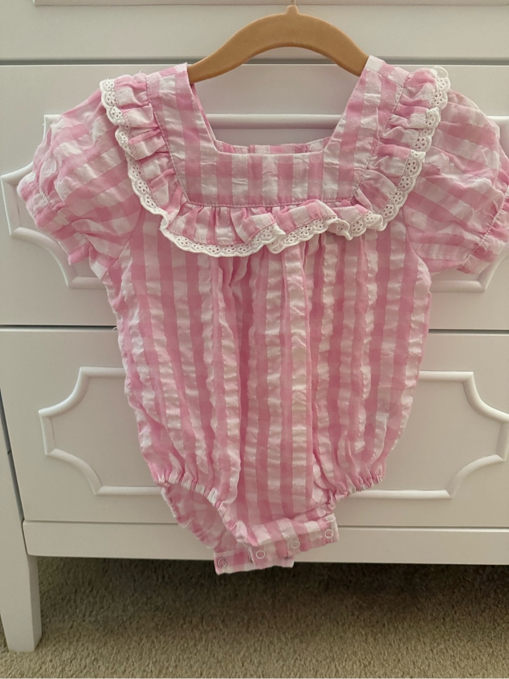 Pink Gingham Ruffle Baby Bodysuit